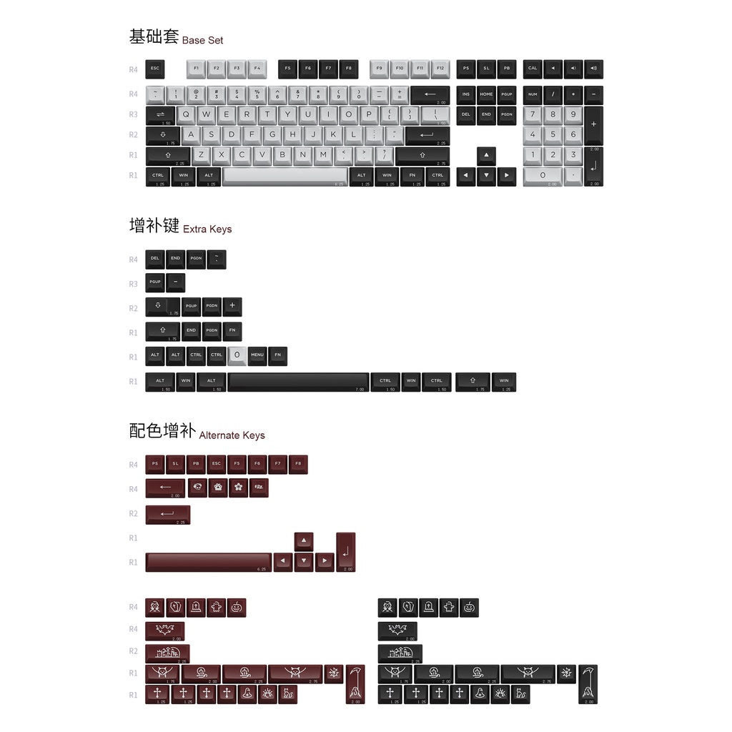 [Mã 33ELSALE hoàn 7% xu đơn 300k] Bộ keycap AKKO Dracula Castle - Chất liệu PBT Double Shot - 198 nút