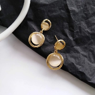 Bông tai nữ hình quả bầu dáng dài mắt mèo đơn giản