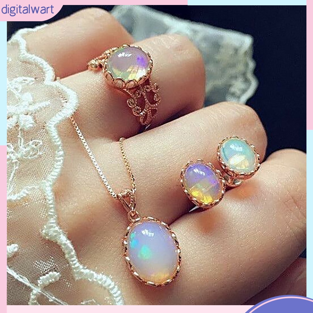 Set 3 Vòng cổ / Nhẫn / Bông Tai Đính Đá Giả Thời Trang Nữ