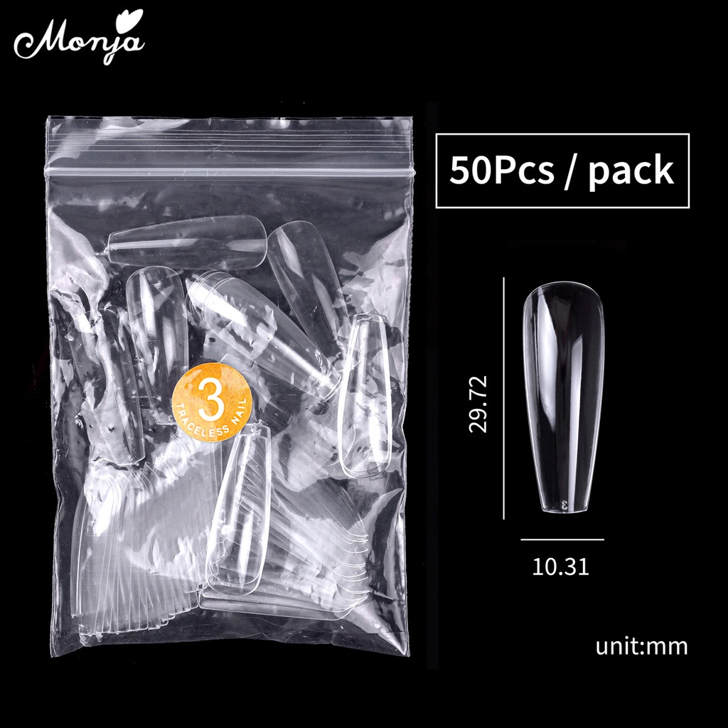 Set 50 móng tay giả MONJA acrylic lì gel UV phong cách thời trang dành cho làm móng tay nghệ thuật