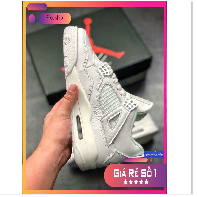 Ảnh thật Giày thể thao AIR JORDAN 4 Retro Pure money full trắng siêu đẹp cho nam và nữ siêu đẹp