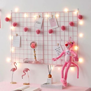 🎀 Lưới Hồng Paste Decor Siêu Xinh, Góc Sống Ảo Siêu Đẹp, Kèm Đèn Led, Kẹp Treo Hình, Đinh Đóng 💡