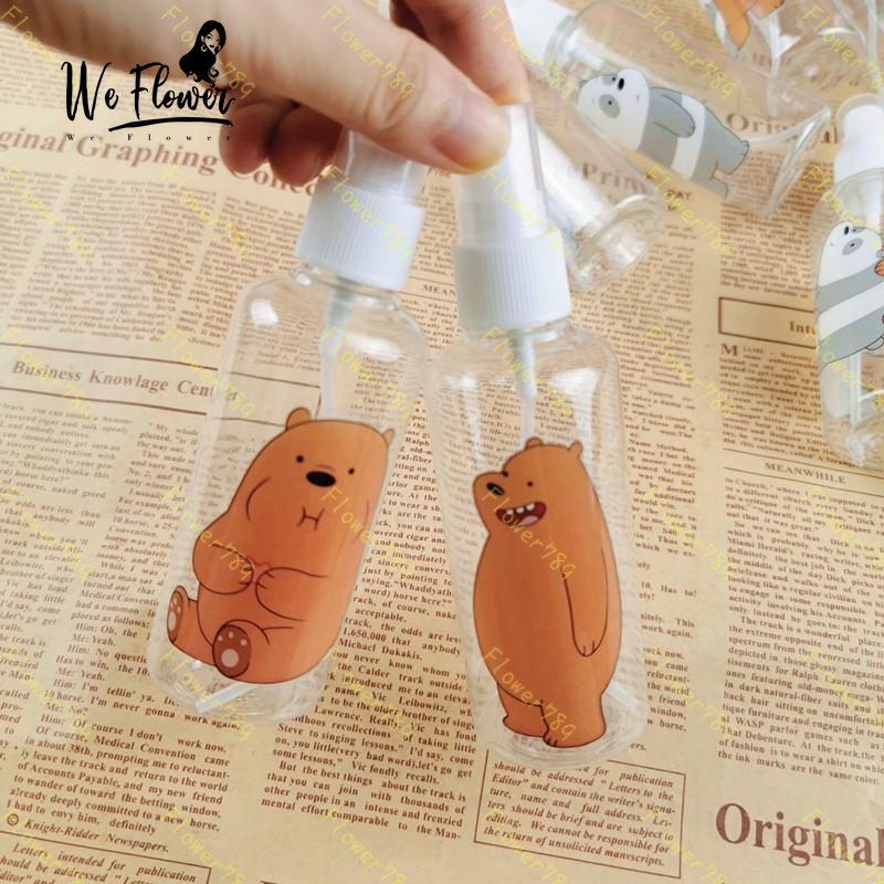 [Hàng mới về] Chai xịt rỗng 100ml đựng mỹ phẩm nhỏ gọn họa tiết gấu hoạt hình đa dụng