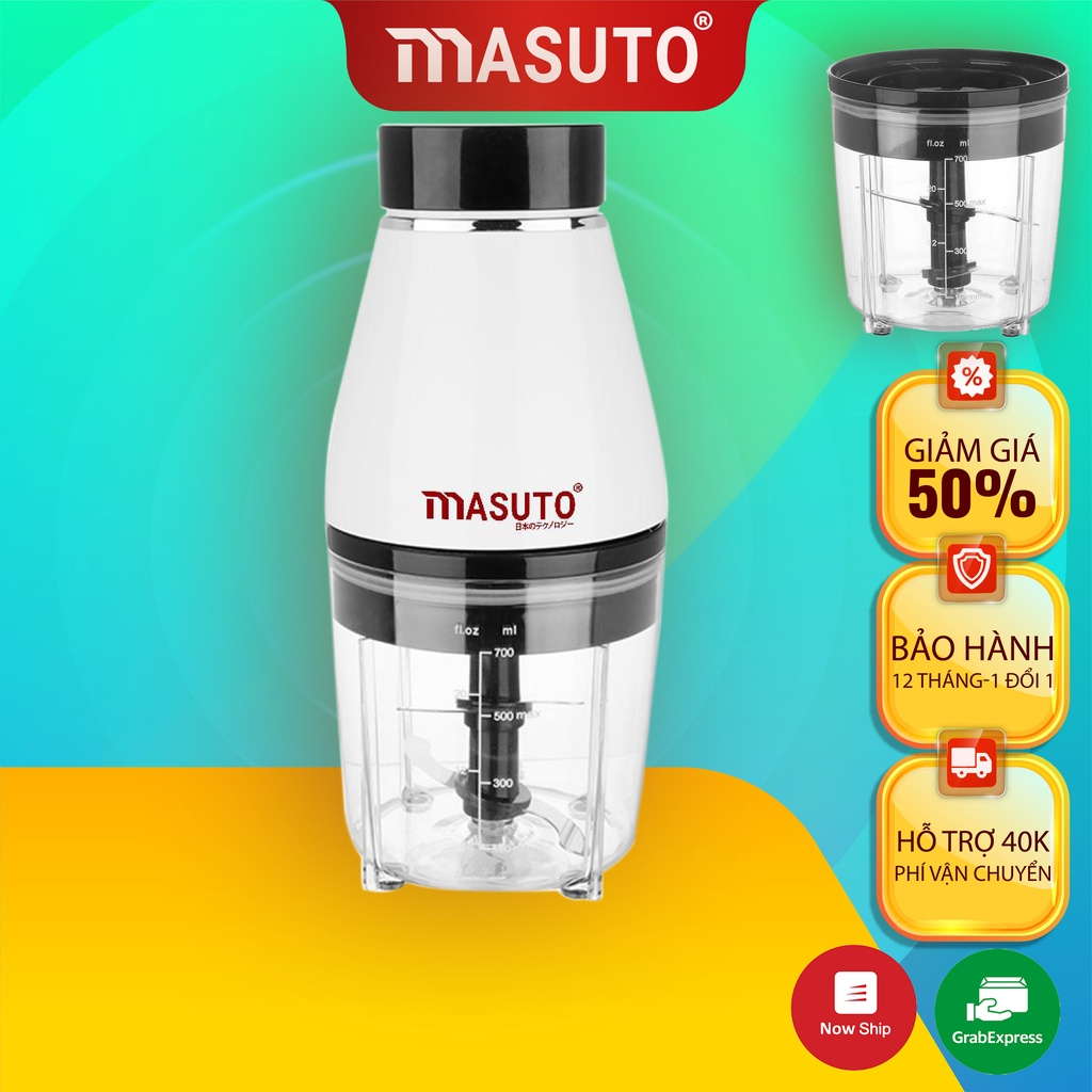 [VOUCHER 30K] Máy xay sinh tố đa năng Masuto xay thịt tôm cua cá ăn dặm siêu nhuyễn mịn chỉ 10s cối nhựa 0,7L