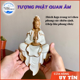 Tượng phật Quan Âm toạ thiên nâng bình cam lồ- tượng phật trang trí cao cấp