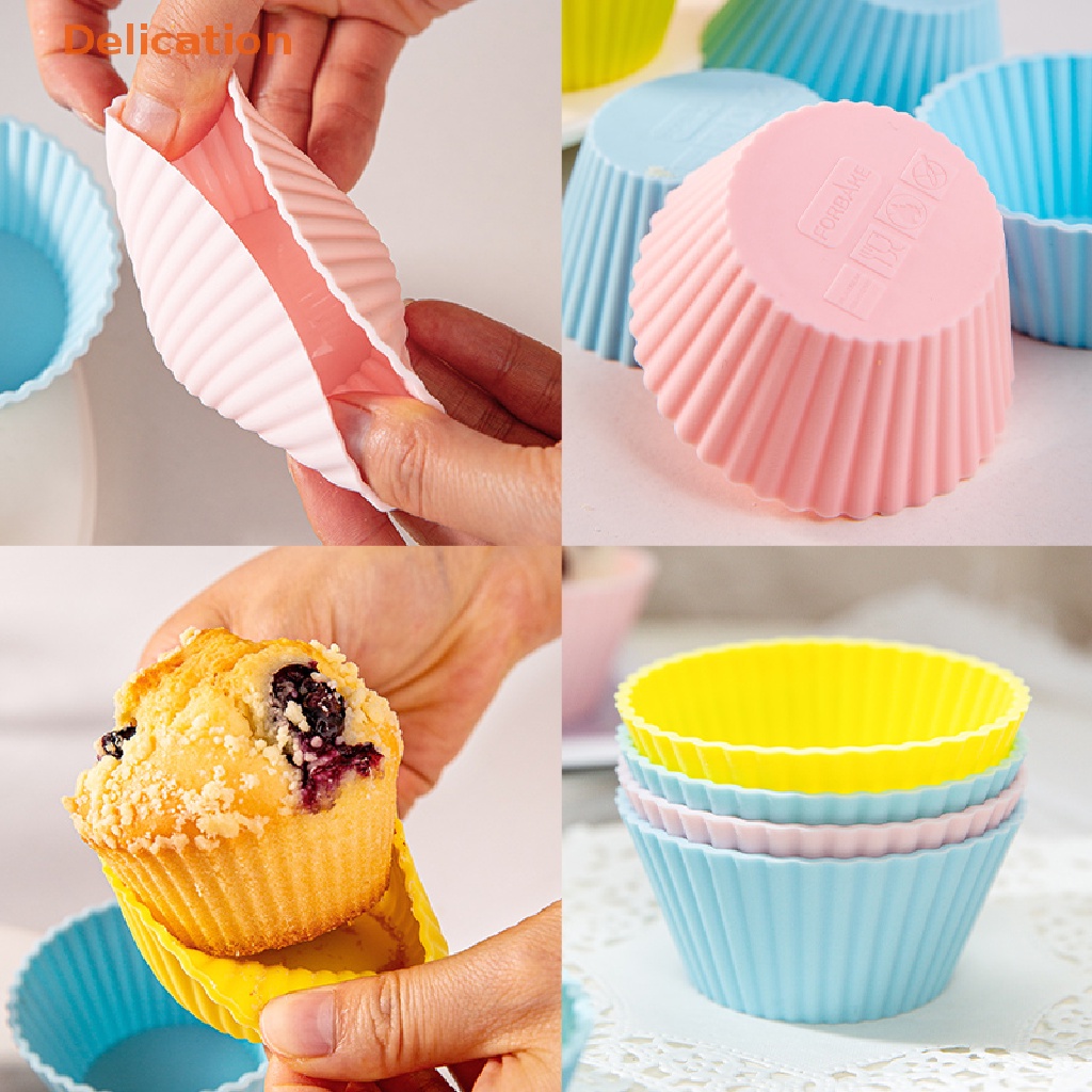 Set 5 Khuôn Làm Bánh Muffin Chịu Nhiệt Tái Sử Dụng Tiện Lợi Dành Cho Nhà Bếp
