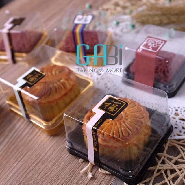 50-100 hộp nhựa nắp trong đựng bánh trung thu 100g