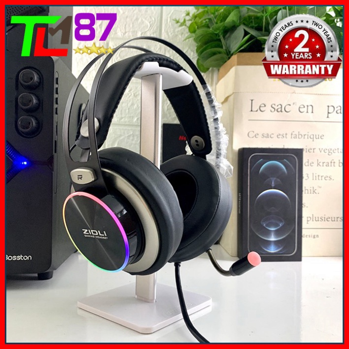 Tai Nghe Gaming Đèn LED RGB Có Mic Headphone Chụp Tai ZIDLI ZH20 - Tay Nghe Nhạc Máy Vi Tính PC Laptop Game Thủ Có Dây