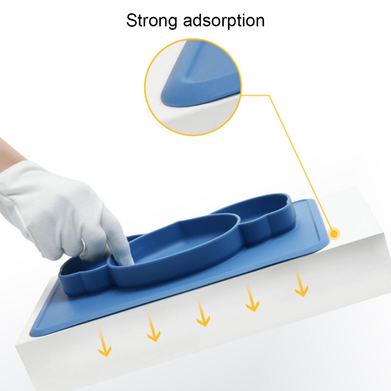 Haha Bát Ăn Chia Ngăn Bằng Silicon Không Chứa BPA Màu Trơn Không Độc Hại Có Giác Hút Cho Bé Sơ Sinh Cu