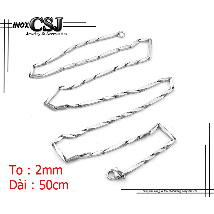 DÂY CHUYỀN INOX NAM HỎA TIỂN 2LY MẮC NGẮN DÀI CÁCH ĐIỆU đẹp không đen