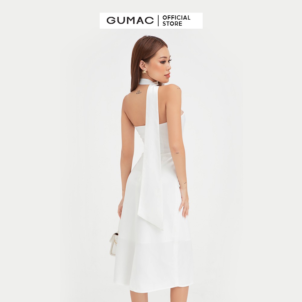 [Mã MABR07062 giảm 8% tối đa 50K đơn từ 249K] Đầm ôm nữ cúp ngực dây cổ GUMAC màu trắng ôm body quyến rũ DB472 | BigBuy360 - bigbuy360.vn