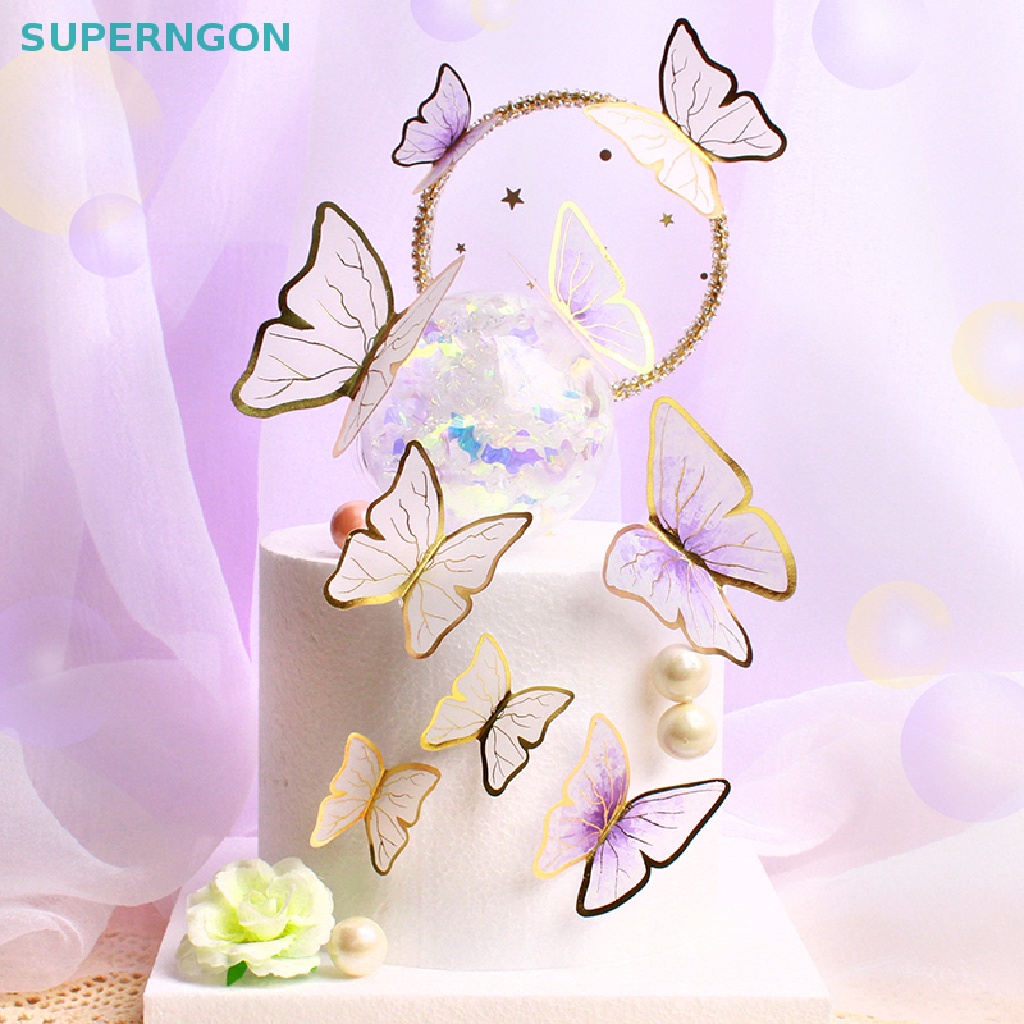 1 Set Que Cắm Trang Trí Bánh Hình Bướm