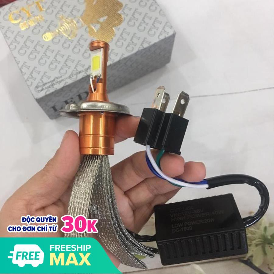 Đèn Pha Led 2 Tim H4 Râu Tản Nhiệt