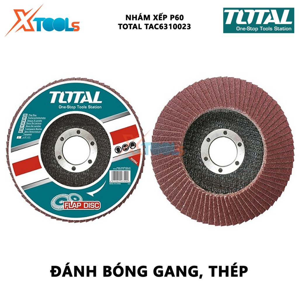 Nhám xếp cho máy mài TOTAL TAC6310023 Nhám xếp P60 100mm*16mm đánh bóng thép, gang và tấm thép [XSAFE][XTOOLs]