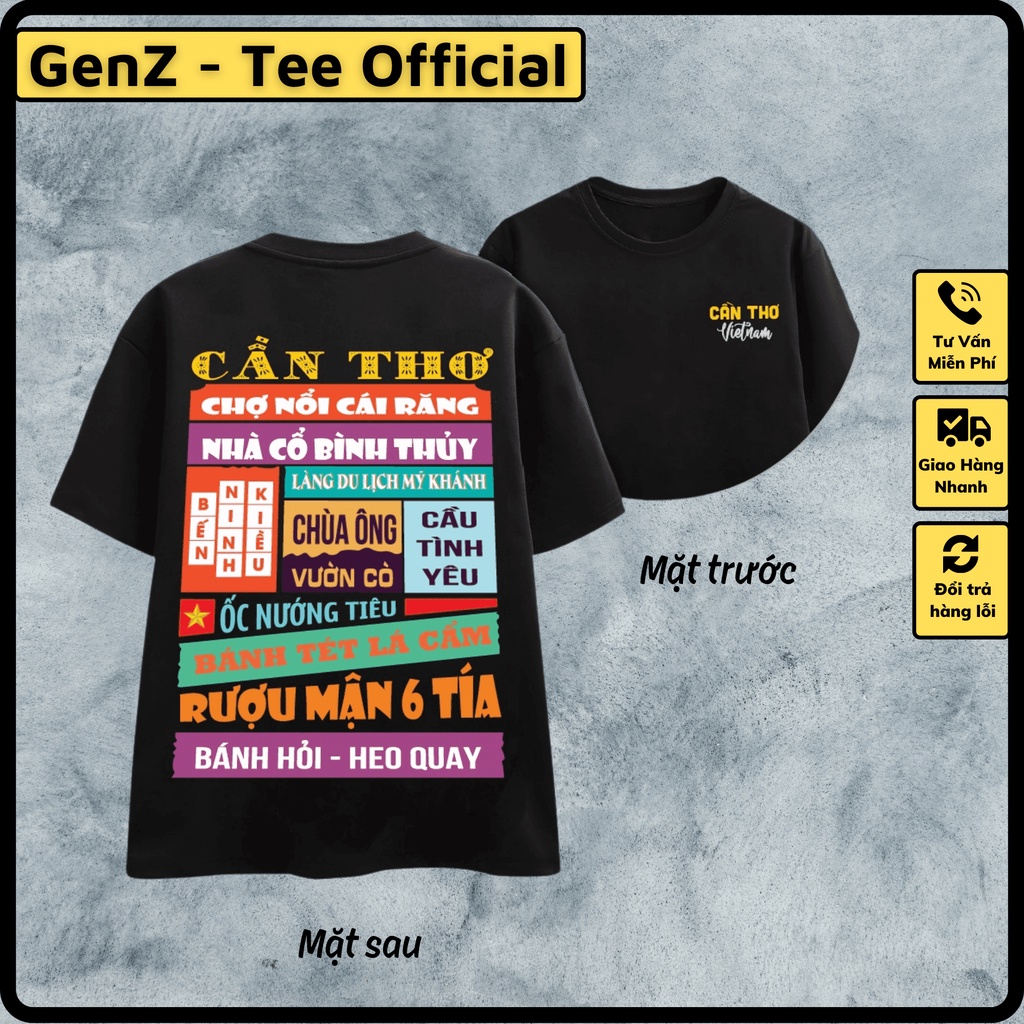 Áo Thun Local Brand TP Cần Thơ, Áo 63 Tỉnh Thành Nam Nữ Form Rộng Unisex Genz Cá Tính