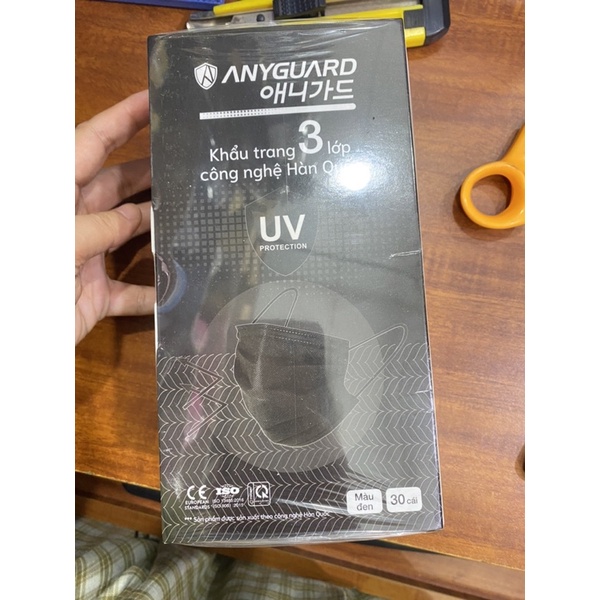 Khẩu trang Anyguard màu đen hộp 30 cái 040325