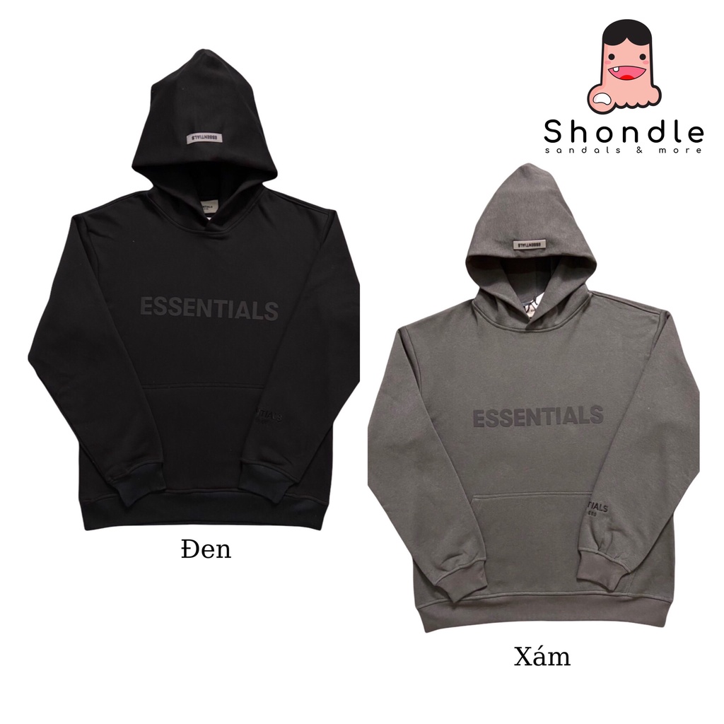 Áo Hoodie ESSENTIALS NỈ Bông 2 lớp - Vải Cao Cấp - HE Xám