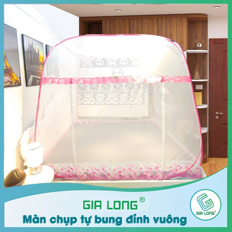 Màn chụp đỉnh vuông, mùng chụp tự bung đỉnh vuông, màn chụp tự bung cao cấp Gia Long