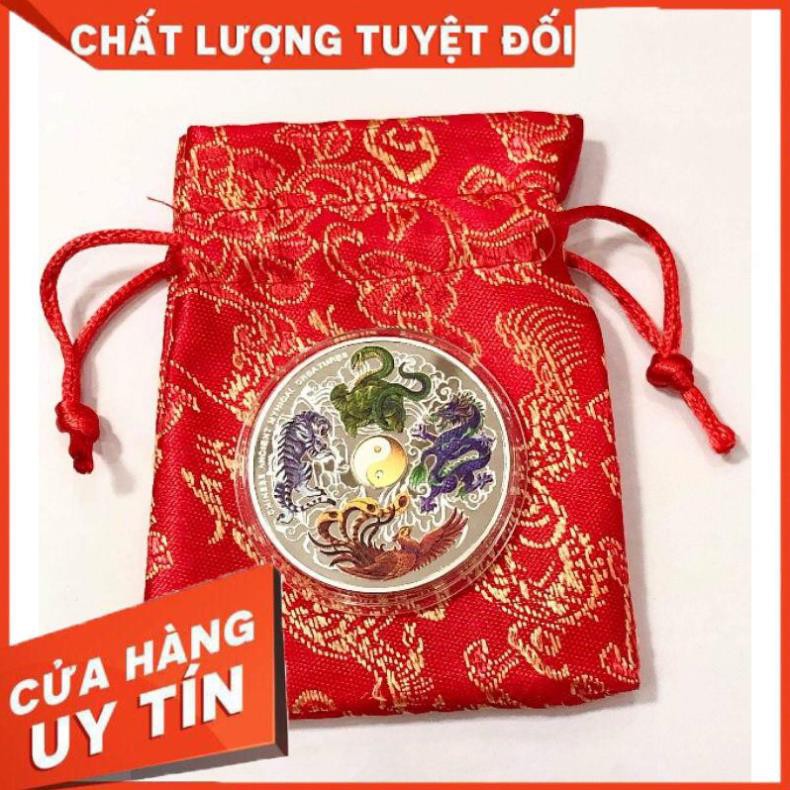 [ GIÁ SỈ SỐC ] Xu Tứ Linh Long Lân Quy Phụng - đi kèm túi gấm