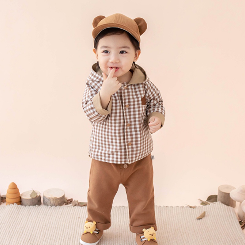 Áo Khoác Gió Hai Mặt Có Nón Họa Tiết Hoạt Hình Phong Cách Hàn Quốc Cho Bé Trai