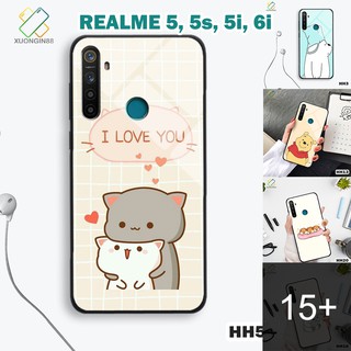 Ốp lưng kính Realme 5/5s/5i/6i in 3D hoạt hình cưng xỉu