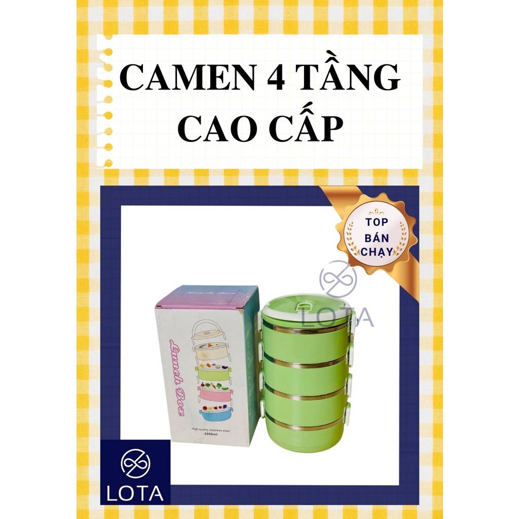 CAMEN 4 TẦNG CAO CẤP, dụng cụ chứa đựng thức ăn, gà mên gào mên cà men, đồ mang cơm canh đi làm học, food container