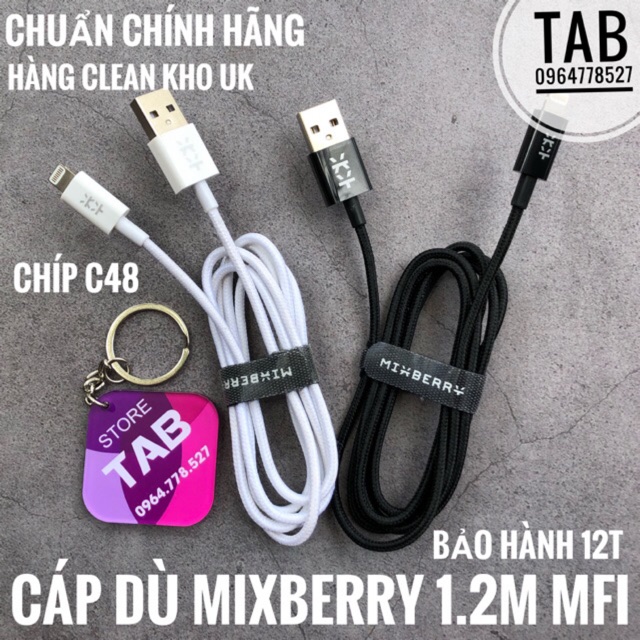 Cáp Dù MIXBERRY 1.2M Hàng UK chuẩn MFI - Bảo Hành 12 Tháng