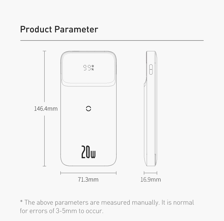 Sạc Dự Phòng Từ Tính Không Dây Baseus 10000mAh PD 20W Cho iPhone 12 Pro Samsung Xiaomi