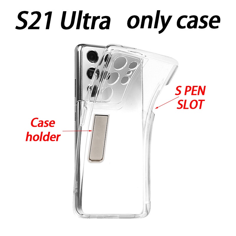 Ốp Điện Thoại Trong Suốt Có Ngăn Đựng Bút Cảm Ứng Cho Samsung Galaxy s21 ultra S Giá Đỡ
