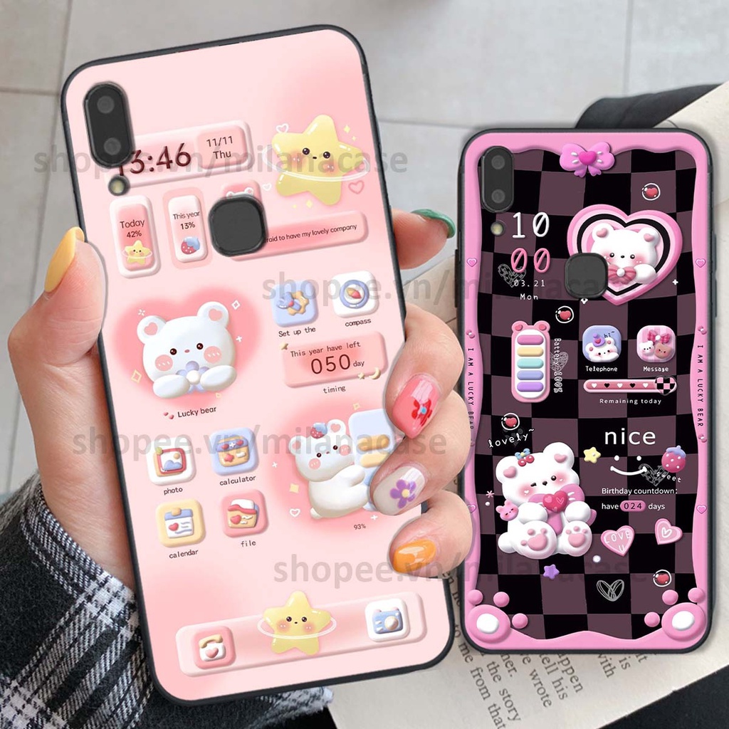 Ốp Vivo V9 / V9 Youth hình đồng hồ icon gấu mèo cute cực dễ thương ngộ nghĩnh