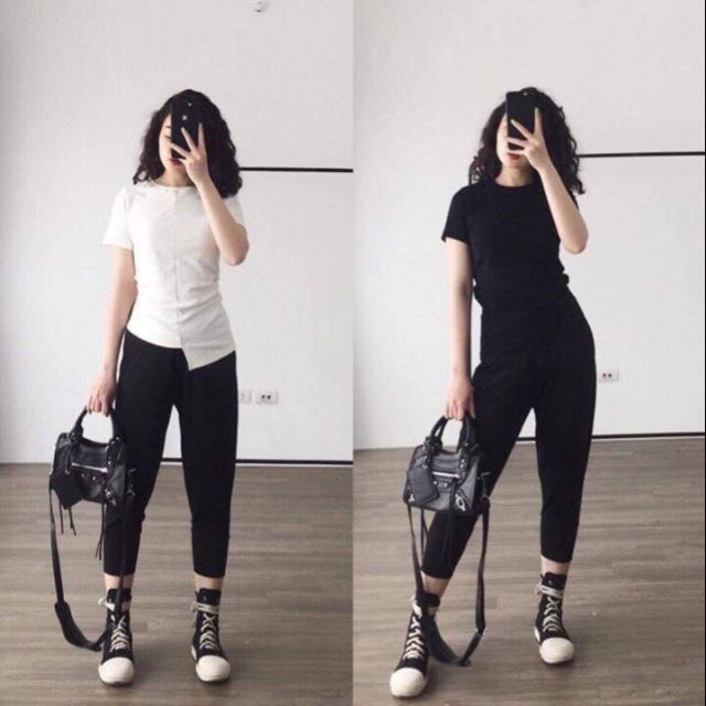 Áo vạt lệch nhún eo