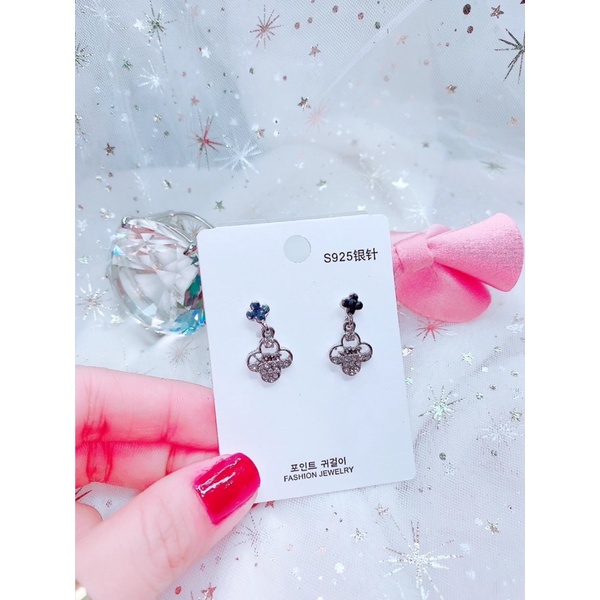 bông tai hoa nhỏ nhắn, khuyên tai thương hiệu sang chảnh phong cách hàn quốc