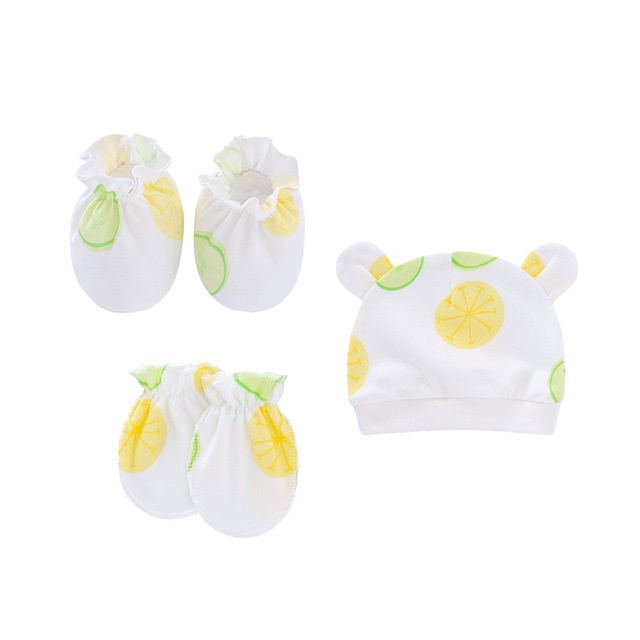 Set mũ + bao tay + bao chân cao cấp cho bé sơ sinh từ 0 - 6 tháng