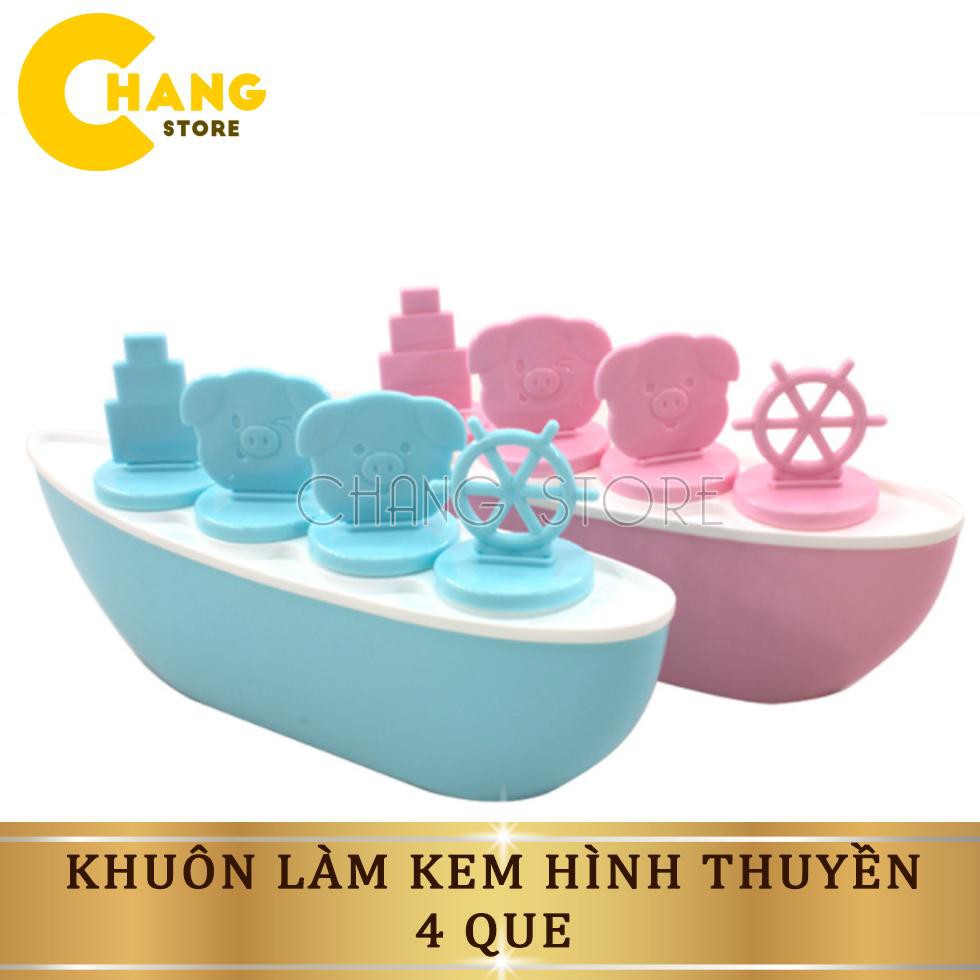 Khuôn Làm Kem Hình Thuyền 4 Que ( Giao Màu Ngẫu Nhiên )