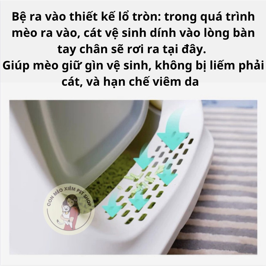 Nhà vệ sinh cho mèo có nắp hạn chế mùi hôi, khay cát mèo đi vệ sinh Con Mèo Xiêm