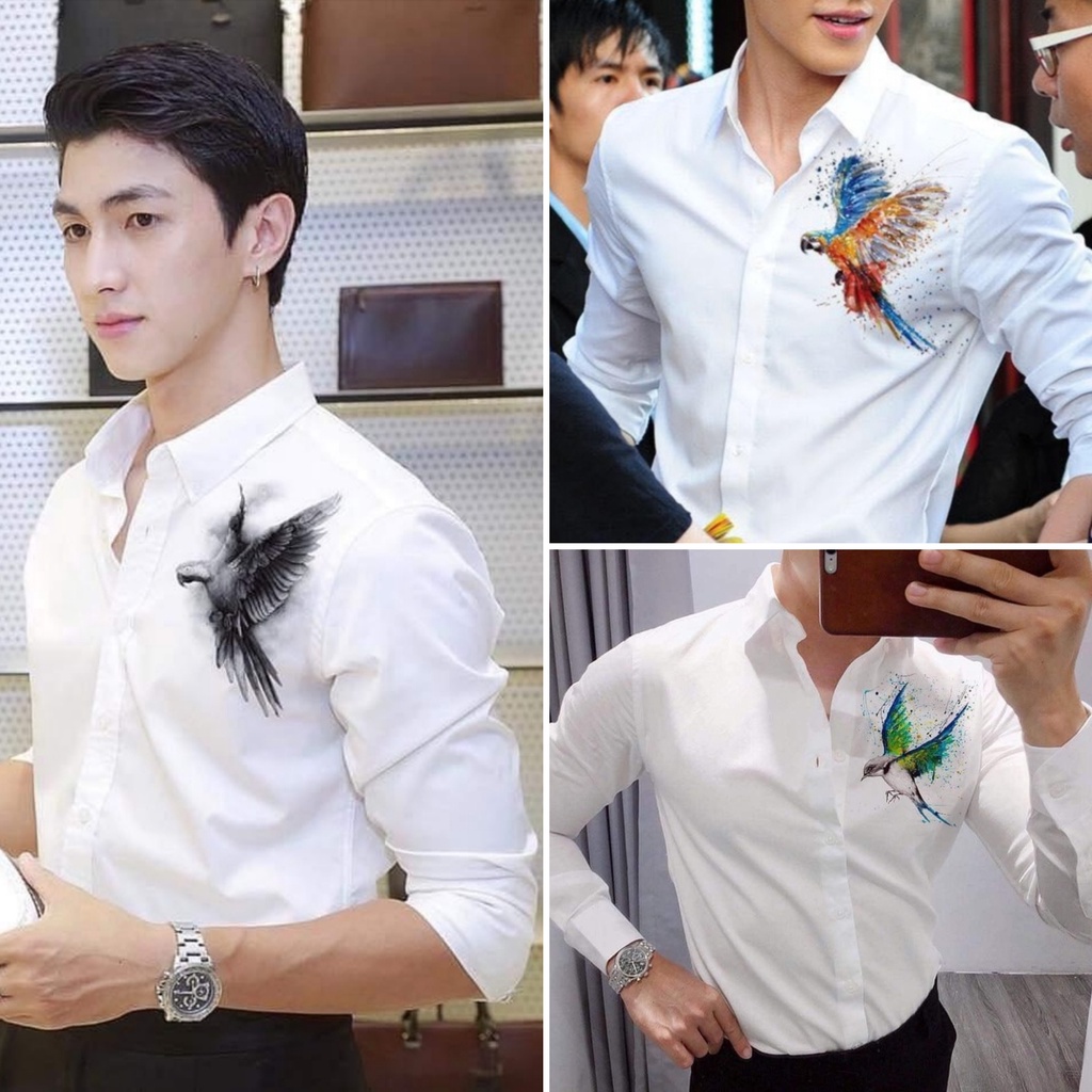 Áo sơ mi nam dài tay, áo sơ mi trắng kiểu hàn quốc họa tiết đẹp lạ mắt chất lụa mềm mịn