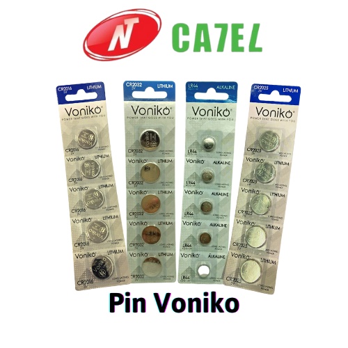 Pin CR2032/CR2025/CR2016/LR44 Voniko vỉ 5 viên chính hãng NT CATEL