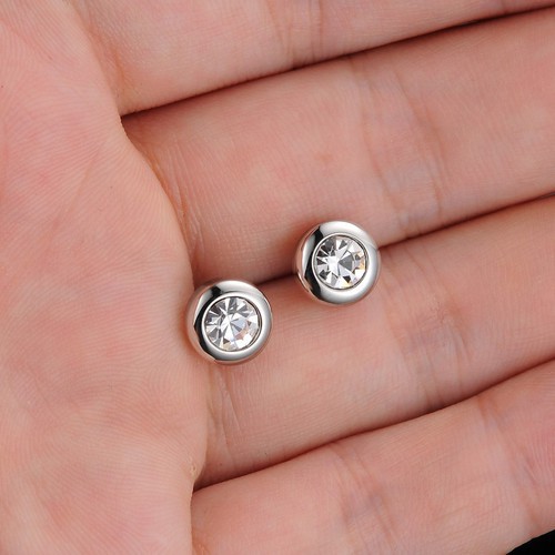 Bông Tai Nam Nữ 1 Viên Đá Nhân Tạo Titan Ko Đen TT 2221