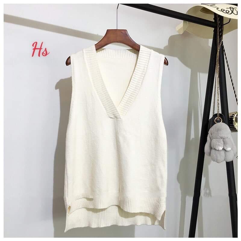 Áo gile len trơn cổ V HSU1