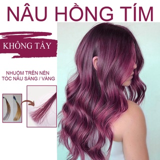 Kem nhuộm tóc thảo dược nâu hồng tím - nhuộm trên nền nâu sáng/ vàng - tặng oxy