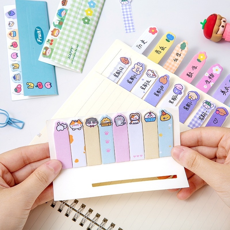 Set 120 Tấm Giấy Ghi Chú Họa Tiết Hoạt Hình Nhiều Màu Dễ Thương