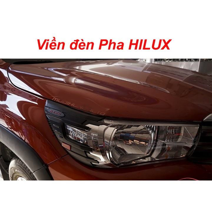 Ốp Viền Đèn Pha Hậu Xe Toyota HILUX 2016 đến 2020 Màu Đen