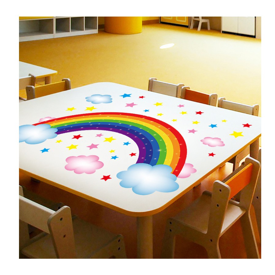 Decal dán tường trang trí - CẦU VÒNG SẮC MÀU TRẺ THƠ