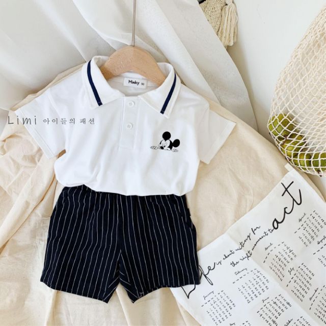 Set công tử cho bé trai họa tiết micky siêu đẹp, bộ thun cotton mềm cho bé