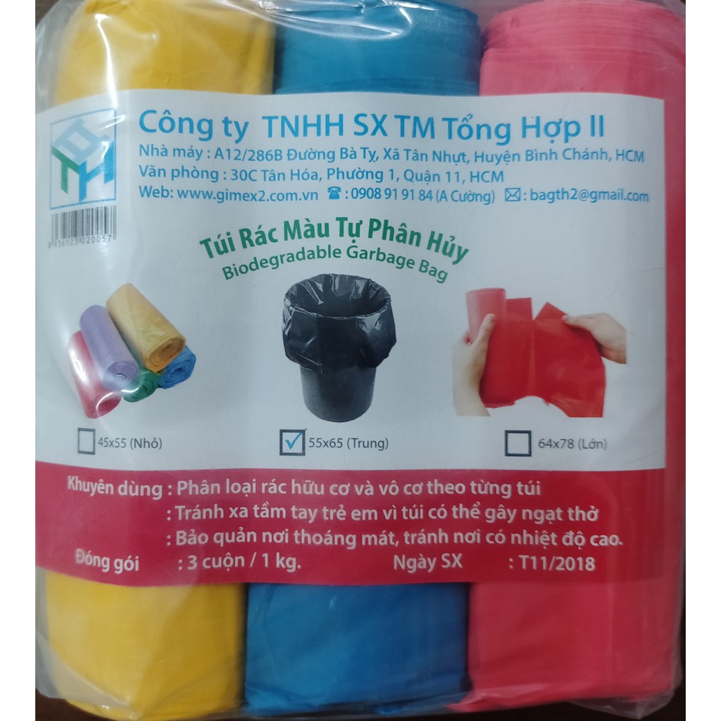 Bịch 1kg- 3 cuộn túi đựng rác sinh học tự hủy cực tiện cho gia đình và văn phòng