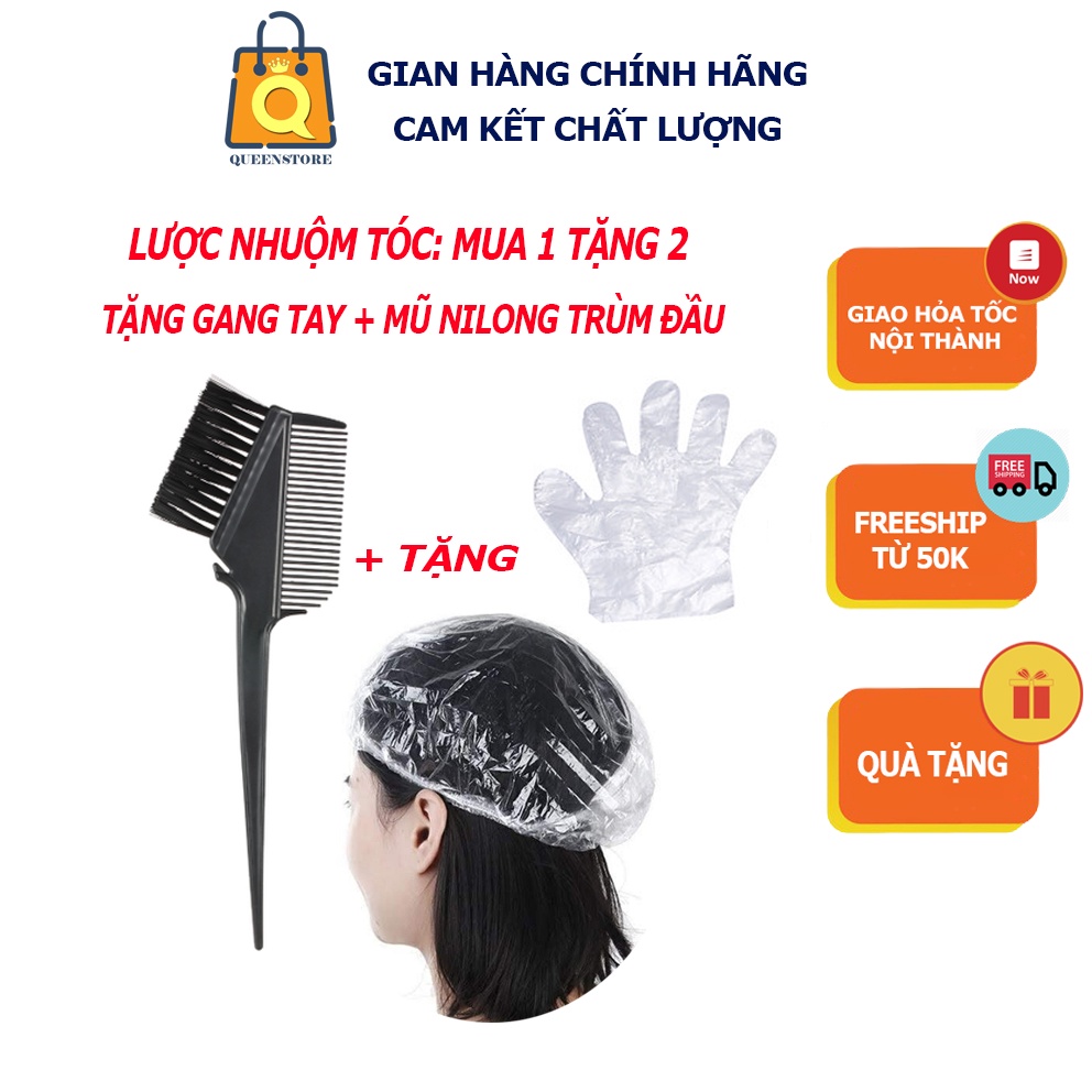 Mua 1 Tặng 2: Lược Chải Nhuộm Tóc Chuyên Dụng Tặng Bao Gang Tay Nilong và Mũ Trùm Đầu Ủ Tóc - QueenStore
