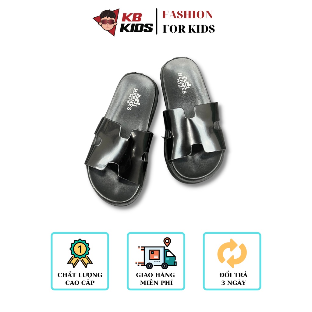 Dép Lê HM Dép Lê Chữ H Da Bóng Màu Đen Hàng Đẹp Cho Bé Trai Thời Trang Mùa Hè Cao Cấp KB Kids -KB216