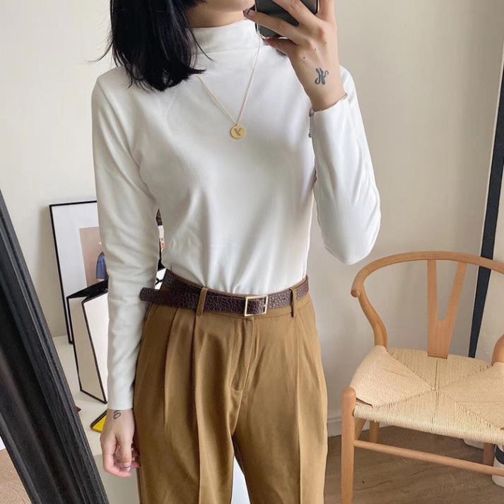 Áo Giữ Nhiệt LÓT NỈ nhiều màu Trơn Nữ Thun Body Co Giãn 4 Chiều