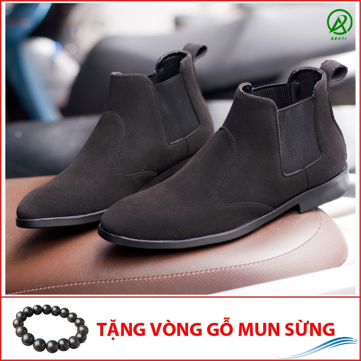 Giày Chealsea Boot Da Lộn Nam AROTI Cao Cổ Chất Đẹp Cao Cấp,Đế Khâu Siêu Bền, Tăng Chiều Cao 3cm  Đủ size  CB520-BUD9(GM