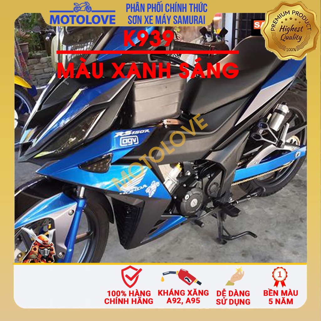 Sơn Samurai màu xanh sáng kawasaki K939 chai sơn xịt chuyên dụng nhập khẩu từ Malaysia.
